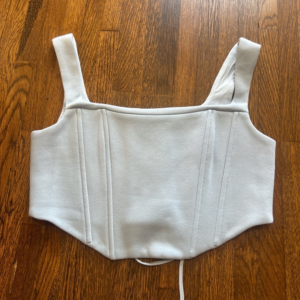 Elegant Light Blue Women's Corset Crop Top